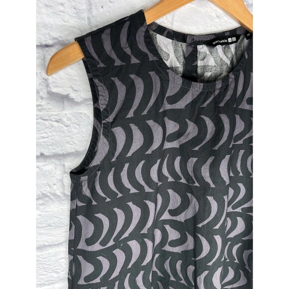 MARIMEKKO X UNIQLO Women's Black Gray Wavy Sleeveless A-Line Dress Small - Picture 2 of 6